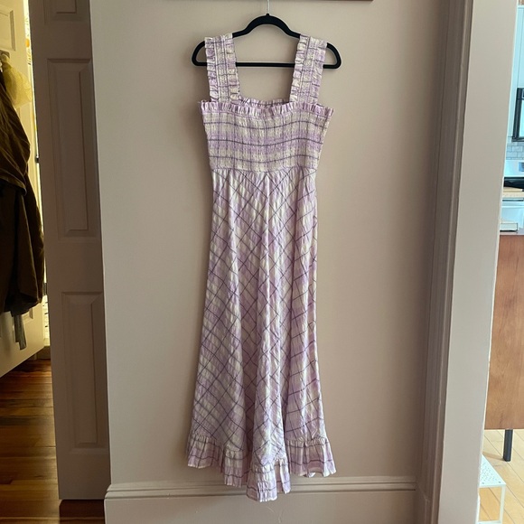GANNI Seersucker Smocked Check Dress - Picture 4 of 10